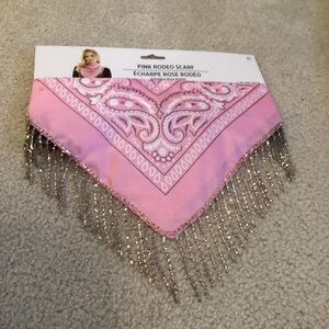 Rhinestone Fringe Pink Rodeo Scarf